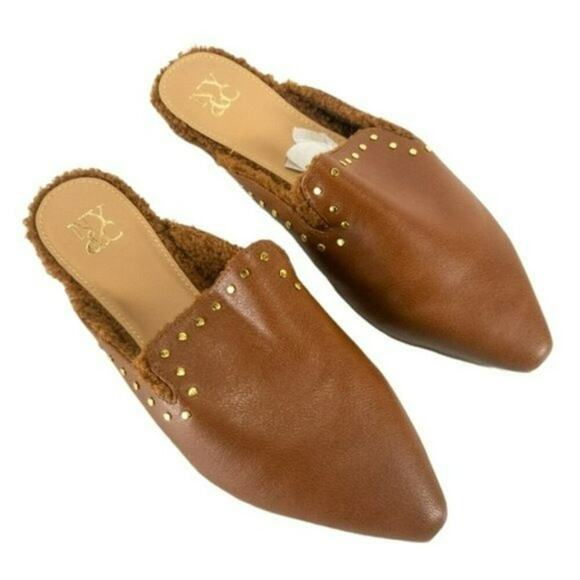 New York and Company Sloane Mules Cognac -8 - Picture 3 of 4